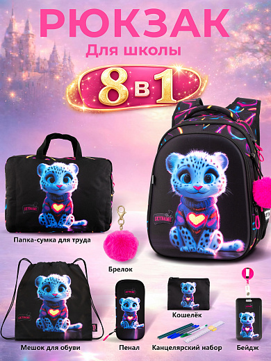 Рюкзак SkyName set-R1-078 + мешок для обуви, папка, пенал, кошелек, бейдж,брелок помпон